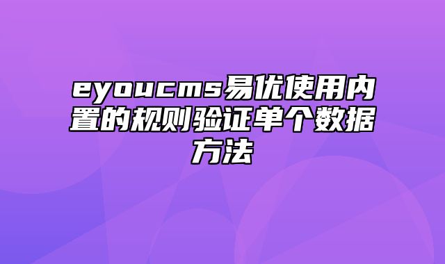 eyoucms易优使用内置的规则验证单个数据方法