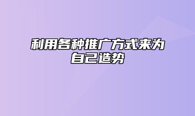 利用各种推广方式来为自己造势_站长助手