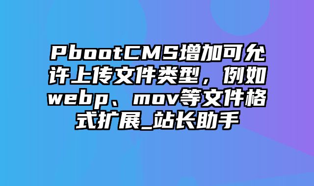 PbootCMS增加可允许上传文件类型，例如webp、mov等文件格式扩展_站长助手