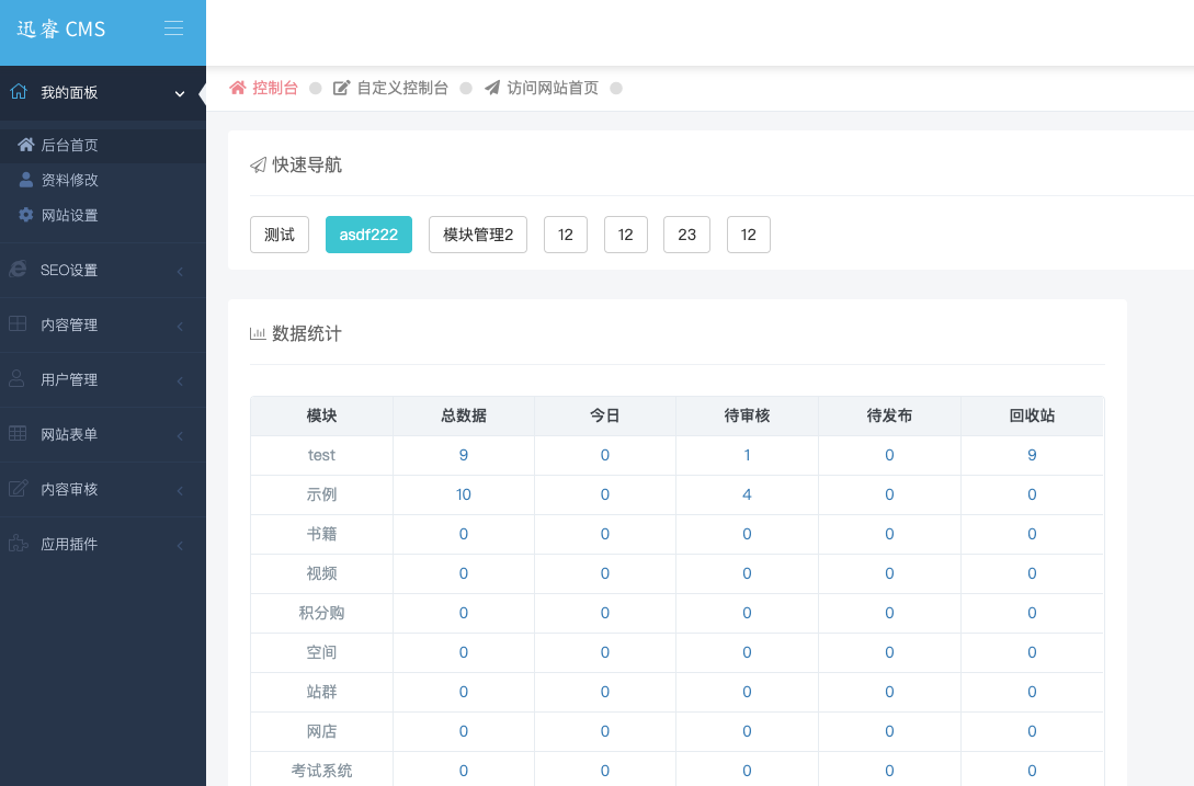 后台简化模式 - 迅睿CMS教程