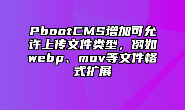 PbootCMS增加可允许上传文件类型，例如webp、mov等文件格式扩展 - pbootcms教程