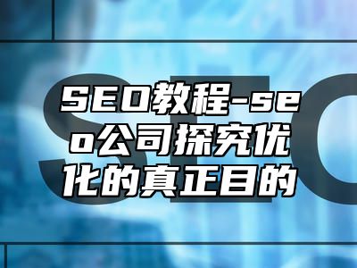 网站SEO-seo公司探究优化的真正目的_站长助手