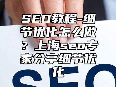 网站SEO-细节优化怎么做？上海seo专家分享细节优化_站长助手