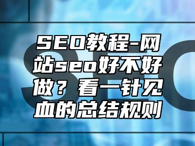 网站SEO-网站seo好不好做？看站长助手一针见血的总结规则_站长助手