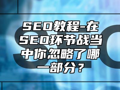 网站SEO-在SEO环节战当中你忽略了哪一部分？_站长助手